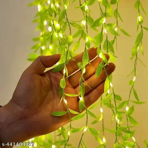 Artificial Leaf Curtain LED String Light, 200 LEDs, 8 Modes, Remote Control, Adjustable Brightness, USB Plug, Perfect for Bedroom, Garden, Birthday & Festive Decor Diwali Decoration lights,Decoartion Lights For Diwali Leaf Light (10x3Feet, Green Color)