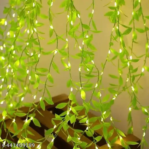 Artificial Leaf Curtain LED String Light, 200 LEDs, 8 Modes, Remote Control, Adjustable Brightness, USB Plug, Perfect for Bedroom, Garden, Birthday & Festive Decor Diwali Decoration lights,Decoartion Lights For Diwali Leaf Light (10x3Feet, Green Color)